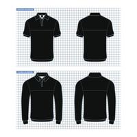 Outline Black Polo Shirt Mockups In Various Sleeves vector