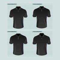 3D Black Polo Shirt Mockups In Various Collars vector