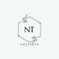 NT Beauty vector initial logo art, handwriting logo of initial signature, wedding, fashion, jewerly, boutique, floral and botanical with creative template for any company or business.