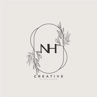 NH Beauty vector initial logo art, handwriting logo of initial signature, wedding, fashion, jewerly, boutique, floral and botanical with creative template for any company or business.