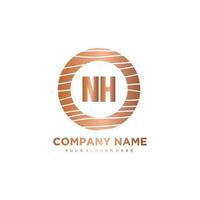 NH Initial Letter circle wood logo template vector