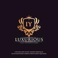 IY initial letter luxury ornament gold monogram logo template vector art.