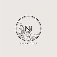 NI Beauty vector initial logo art, handwriting logo of initial signature, wedding, fashion, jewerly, boutique, floral and botanical with creative template for any company or business.