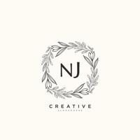 NJ Beauty vector initial logo art, handwriting logo of initial signature, wedding, fashion, jewerly, boutique, floral and botanical with creative template for any company or business.