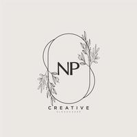 NP Beauty vector initial logo art, handwriting logo of initial signature, wedding, fashion, jewerly, boutique, floral and botanical with creative template for any company or business.