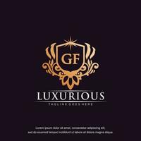 GF initial letter luxury ornament gold monogram logo template vector art.