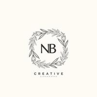 NB Beauty vector initial logo art, handwriting logo of initial signature, wedding, fashion, jewerly, boutique, floral and botanical with creative template for any company or business.