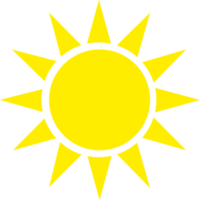 Sol logotipo. modelo do nascer do sol, pôr do sol, rajadas de sol. fofa brilho do sol para crianças. desenho animado gráfico forma. Sol silhueta. adesivo. png