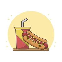 Hotdog and Drink Icon Design Vector