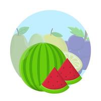 Watermelon Fresh Flat Icon Design vector