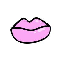 Vector female lips hand draw. Isolate lips in doodle style.