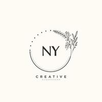 NY Beauty vector initial logo art, handwriting logo of initial signature, wedding, fashion, jewerly, boutique, floral and botanical with creative template for any company or business.