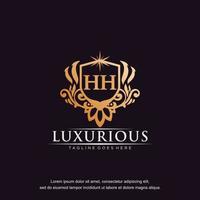 HH initial letter luxury ornament gold monogram logo template vector art.