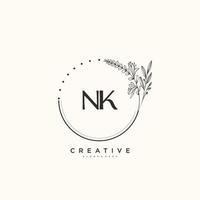 NK Beauty vector initial logo art, handwriting logo of initial signature, wedding, fashion, jewerly, boutique, floral and botanical with creative template for any company or business.
