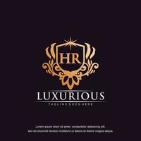 HR initial letter luxury ornament gold monogram logo template vector art.