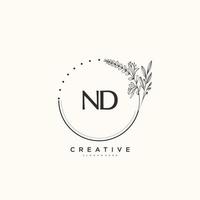 ND Beauty vector initial logo art, handwriting logo of initial signature, wedding, fashion, jewerly, boutique, floral and botanical with creative template for any company or business.