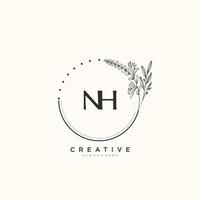 NH Beauty vector initial logo art, handwriting logo of initial signature, wedding, fashion, jewerly, boutique, floral and botanical with creative template for any company or business.