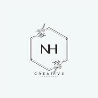 NH Beauty vector initial logo art, handwriting logo of initial signature, wedding, fashion, jewerly, boutique, floral and botanical with creative template for any company or business.