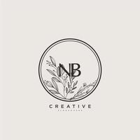NB Beauty vector initial logo art, handwriting logo of initial signature, wedding, fashion, jewerly, boutique, floral and botanical with creative template for any company or business.