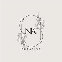 NK Beauty vector initial logo art, handwriting logo of initial signature, wedding, fashion, jewerly, boutique, floral and botanical with creative template for any company or business.
