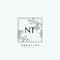 NT Beauty vector initial logo art, handwriting logo of initial signature, wedding, fashion, jewerly, boutique, floral and botanical with creative template for any company or business.