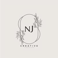 NJ Beauty vector initial logo art, handwriting logo of initial signature, wedding, fashion, jewerly, boutique, floral and botanical with creative template for any company or business.