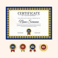 Formal Professional Certificate of Achievement Template with Badges vector