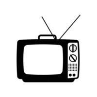 silueta de televisión retro. elemento de diseño de icono en blanco y negro sobre fondo blanco aislado vector