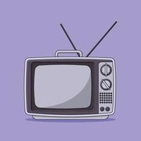 Retro TV Vector Icon Illustration with Outline for Design Element, Clip Art, Web, Landing page, Sticker, Banner. Flat Cartoon Style