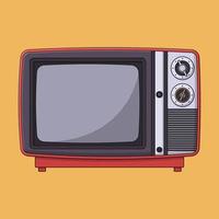 Retro TV Vector Icon Illustration with Outline for Design Element, Clip Art, Web, Landing page, Sticker, Banner. Flat Cartoon Style