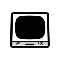 silueta de televisión retro. elemento de diseño de icono en blanco y negro sobre fondo blanco aislado vector