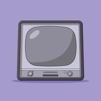 Retro TV Vector Icon Illustration with Outline for Design Element, Clip Art, Web, Landing page, Sticker, Banner. Flat Cartoon Style