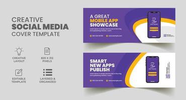 mobile app social media web banner and facebook cover template vector