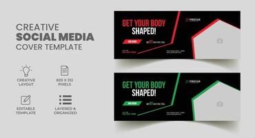 fitness and gym workout facebook cover web banner template vector