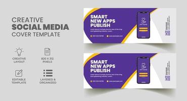 mobile app social media web banner and facebook cover template vector