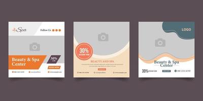 beauty spa center social media post template vector