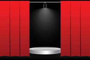 Empty Podium Red stage background template design. vector