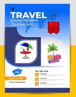 Modern company tours travel flyer design. Summer Holiday Tourism Brochure Template. Flyer Design Set with Beach View. tourism color a4 print ready tour flyer, Holiday Poster. World Adventure template. vector