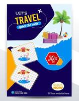 Modern company tours travel flyer design. Summer Holiday Tourism Brochure Template. Flyer Design Set with Beach View. tourism color a4 print ready tour flyer, Holiday Poster. World Adventure template. vector