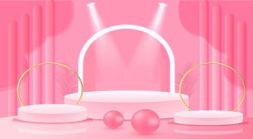 3d podium Background, Cosmetic product minimal Blue, Pink, Red podium background 3d rendering shape, vector Stage for awards on product stand.