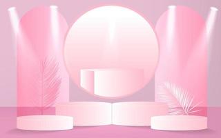 3d podium Background, Cosmetic product minimal Blue, Pink, Red podium background 3d rendering shape, vector Stage for awards on product stand.