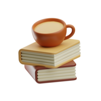 café objeto livro ilustração 3d png