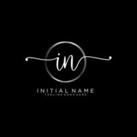 Initial IN feminine logo collections template. handwriting logo of initial signature, wedding, fashion, jewerly, boutique, floral and botanical with creative template for any company or business. vector
