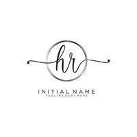 Initial HR feminine logo collections template. handwriting logo of initial signature, wedding, fashion, jewerly, boutique, floral and botanical with creative template for any company or business. vector