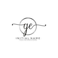 Initial GE feminine logo collections template. handwriting logo of initial signature, wedding, fashion, jewerly, boutique, floral and botanical with creative template for any company or business. vector