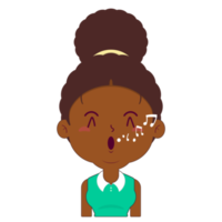 afro woman whistling face cartoon cute png