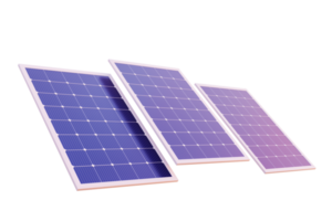 Blue solar panels or pv for electricity generation modern alternative energy solar power generation Energy in the ecosystem 3d illustration - clipping path png