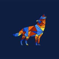 animal wolf standing geometric colorful design vector