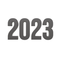 2023 texto número 3d Preto cor dentro transparente fundo. png . 3d ilustração Renderização