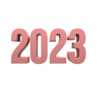 2023 tekst aantal 3d roze kleur in transparant achtergrond. PNG . 3d illustratie renderen